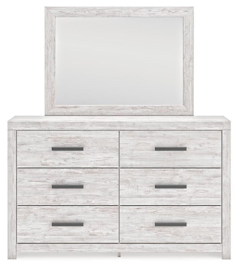 Cayboni Full Panel Bed with Mirrored Dresser and Nightstand