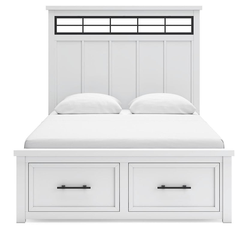 Ashbryn Queen Panel Storage Bed, Dresser, Mirror and Nightstand