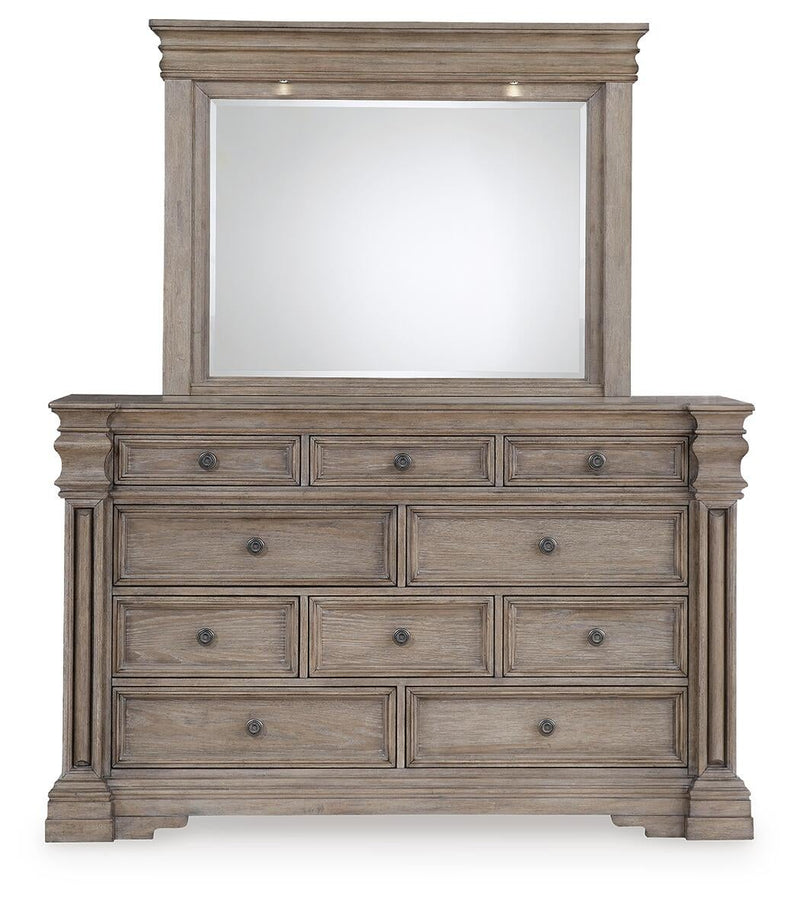 Blairhurst Queen Panel Bed with Mirrored Dresser and Nightstand