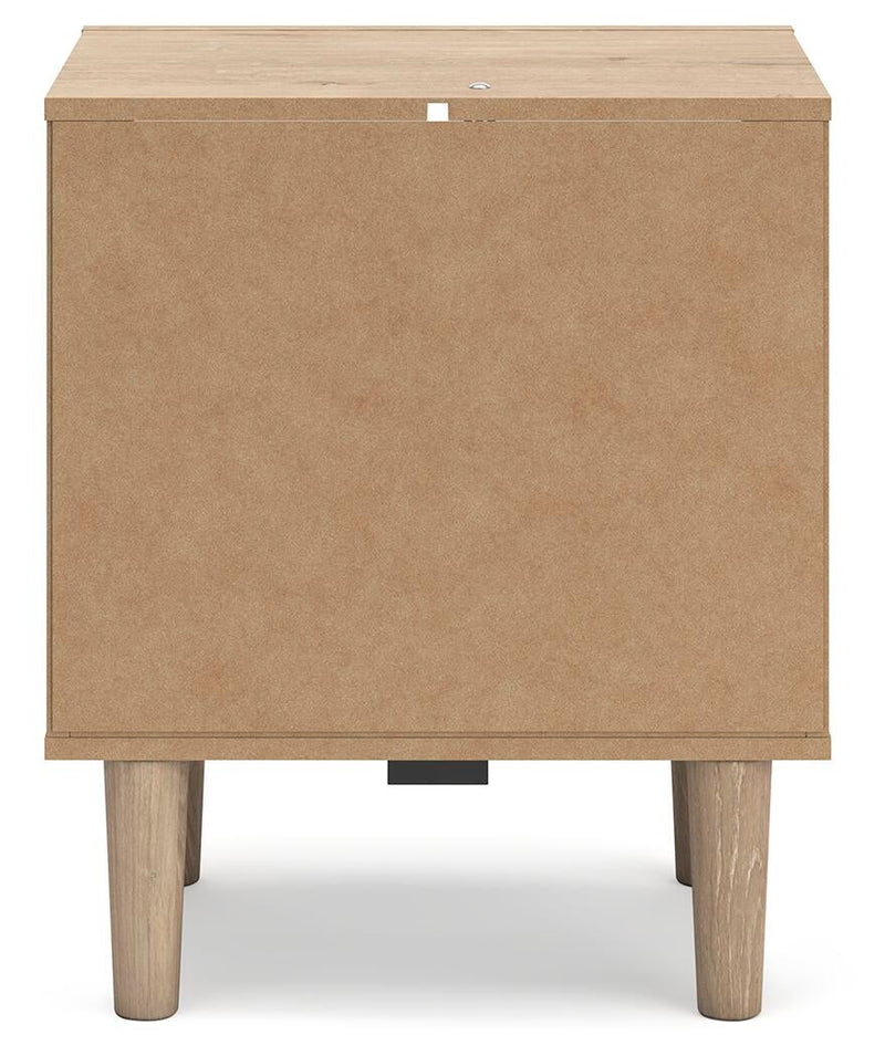 Cielden Full Upholstered Panel Bed with Mirrored Dresser and Nightstand