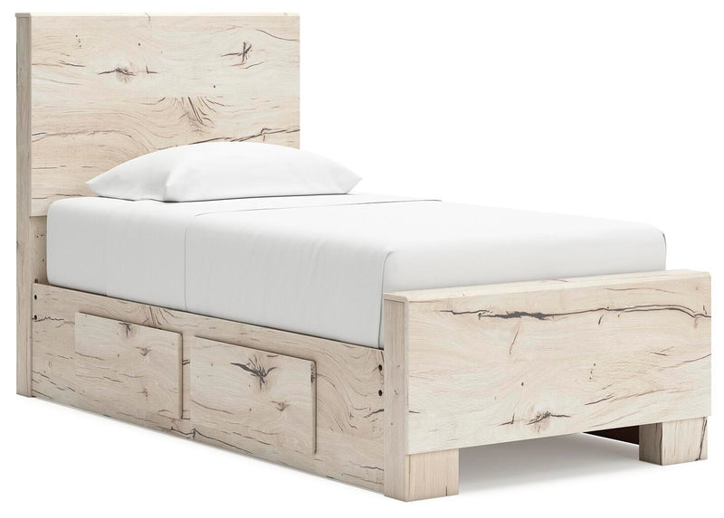 Lawroy Twin Panel Bed with Storage, Dresser, Mirror, Chest and Nightstand