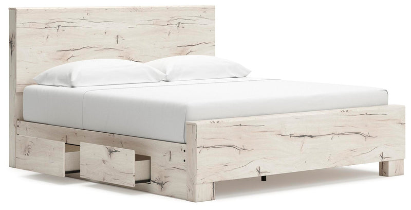 Lawroy King Panel Bed with Storage, Dresser, Mirror, Chest and Nightstand