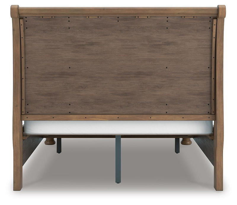 Feddinger Queen Storage Sleigh Bed with Mirrored Dresser and Nightstand