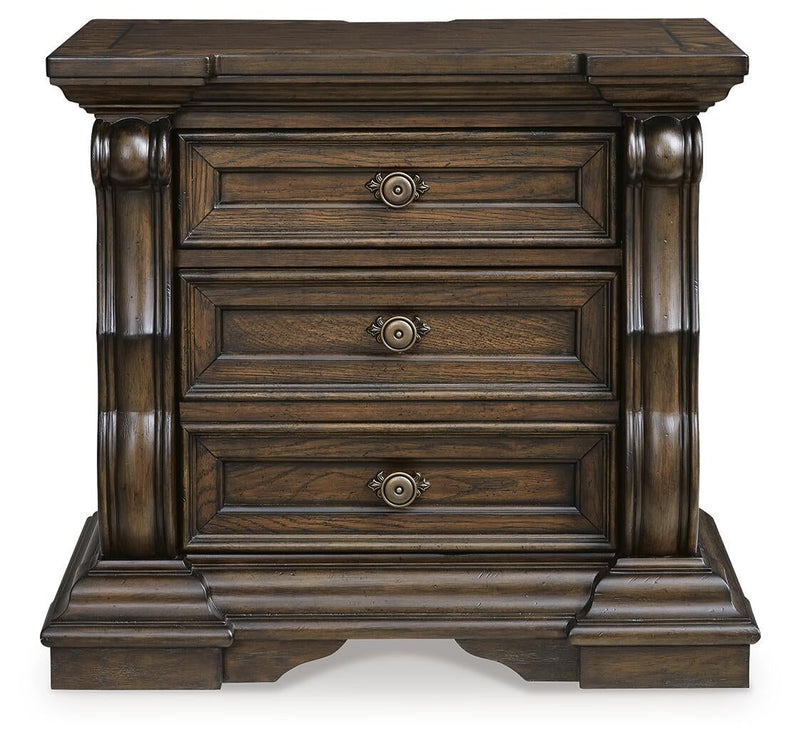 Maylee Queen Canopy Bed, Dresser, Mirror and Nightstand