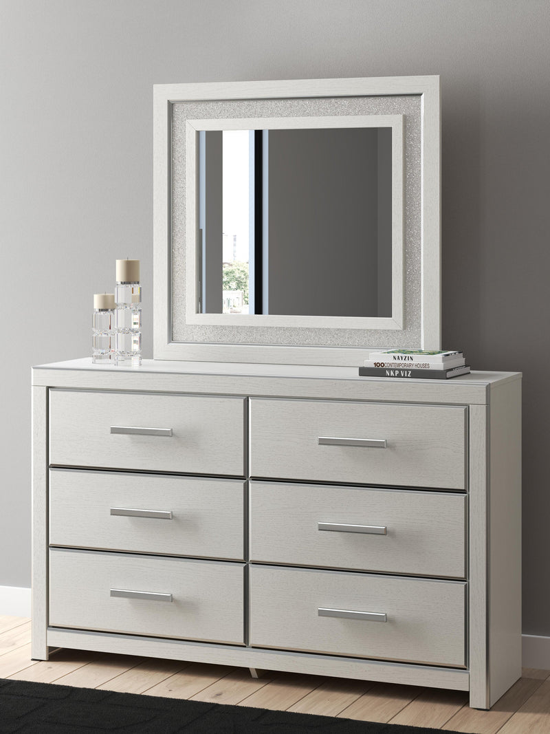Zuraleus King Upholstered Panel Platform Bed, Dresser, Mirror, Chest and Nightstand