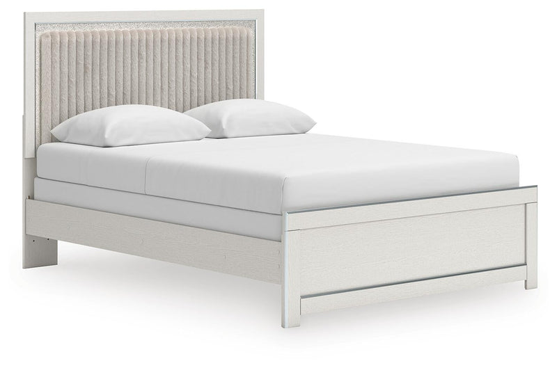 Zuraleus Queen Upholstered Panel Bed, Dresser, Mirror, Chest and Nightstand