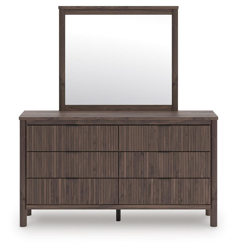 Pamytta King Upholstered Panel Bed, Dresser, Mirror, Chest and Nightstand