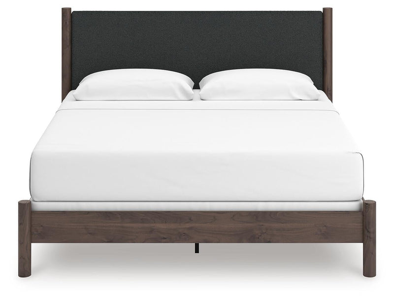 Pamytta King Upholstered Panel Bed, Dresser, Mirror, Chest and Nightstand