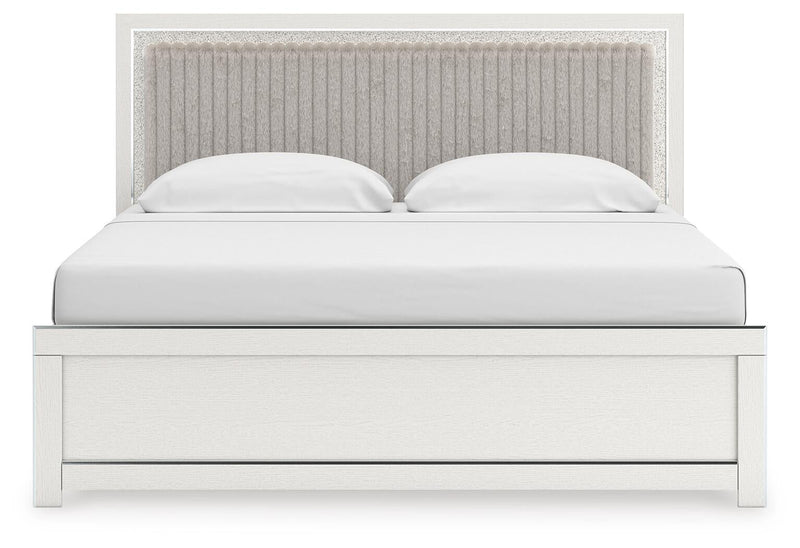 Zuraleus King Upholstered Panel Bed, Dresser, Mirror, Chest and Nightstand