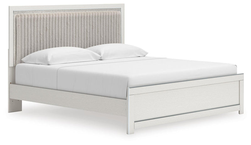 Zuraleus King Upholstered Panel Platform Bed, Dresser, Mirror and Nightstand