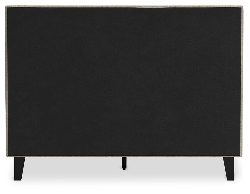 Cielden Full Upholstered Bed with Roll Slats, Dresser, Mirror and Nightstand