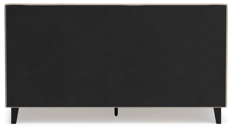 Cielden King Upholstered Bed with Roll Slats, Dresser, Mirror, Chest and Nightstand