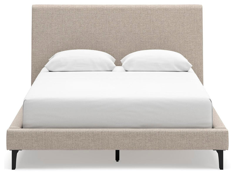 Cielden Queen Upholstered Bed with Roll Slats, Dresser, Mirror, Chest and Nightstand