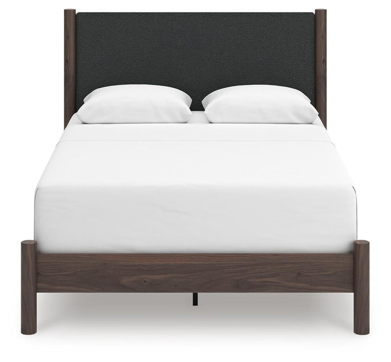 Pamytta Queen Upholstered Panel Bed, Dresser, Mirror, Chest and Nightstand