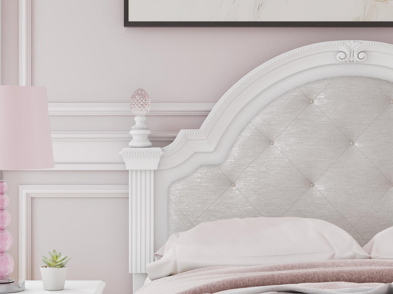 Kozlani Full Upholstered Panel Storage Bed, Dresser and Mirror