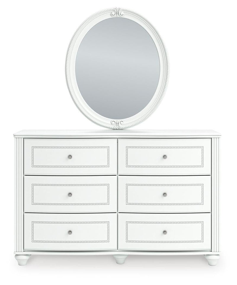 Kozlani Twin Upholstered Panel Storage Bed, Dresser, Mirror and Nightstand