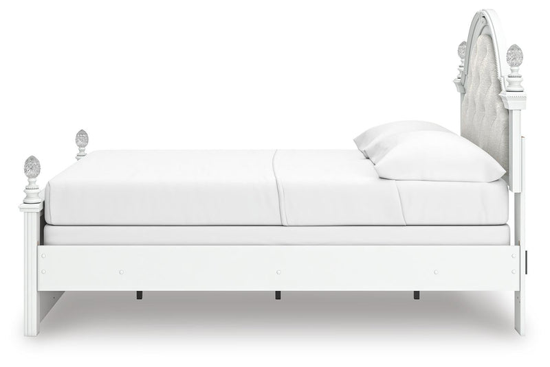 Kozlani Full Upholstered Panel Bed, Dresser and Mirror
