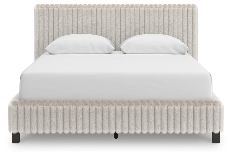 Birmonton Queen Upholstered Bed, Dresser and Mirror