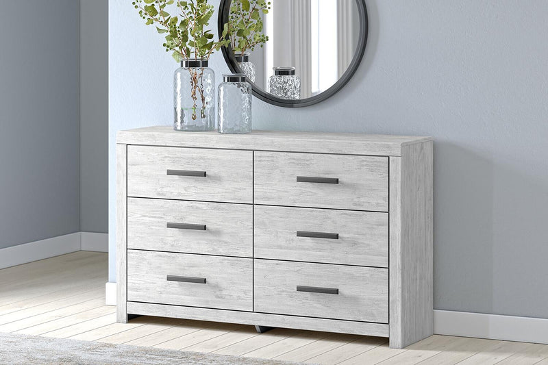 Cayboni Full Panel Bed with Mirrored Dresser