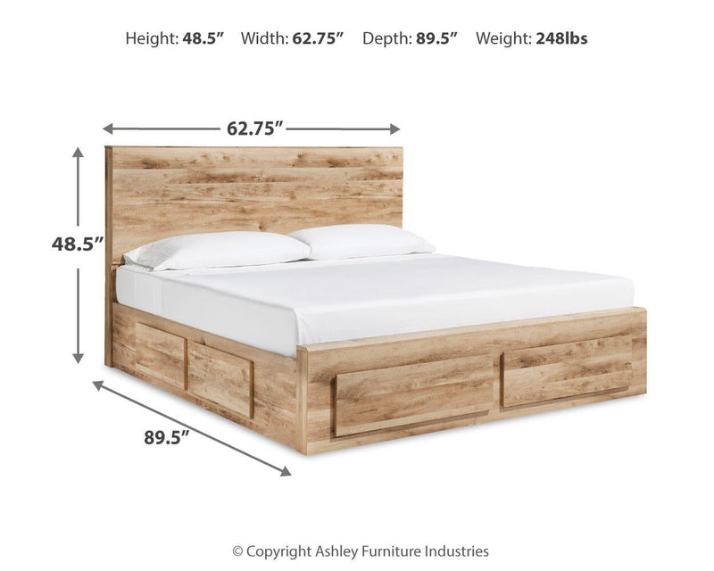 Hyanna Queen Panel Storage Bed with 2 Under Bed Storage Drawer, Dresser and Mirror