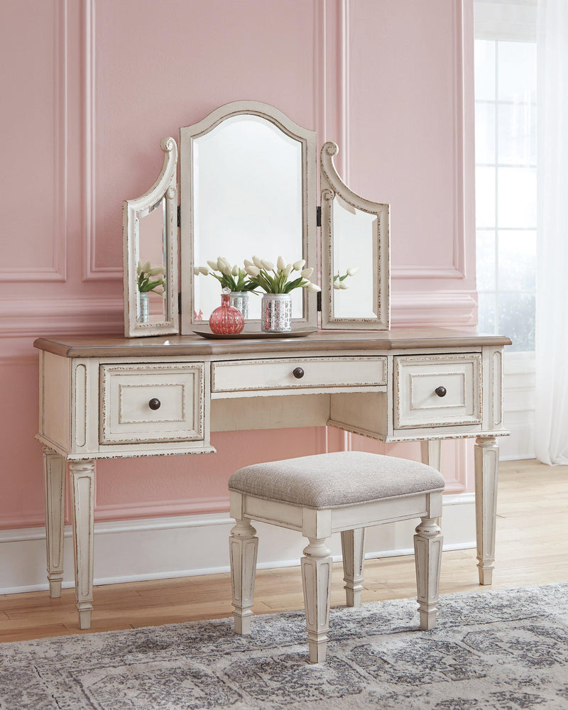Realyn Vanity/Mirror/Stool (3/CN)