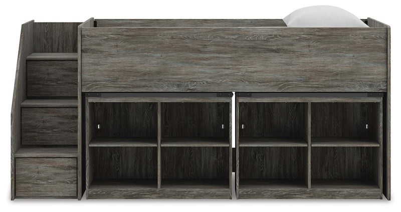 Frandern Twin Loft Bed with Bookcase Storage
