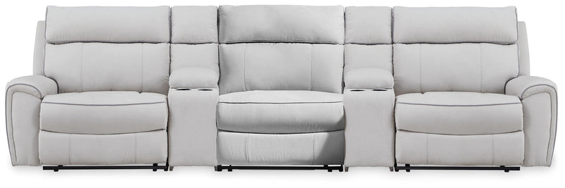 Social Pointe 5-Piece Reclining Sectional with Storage Consoles