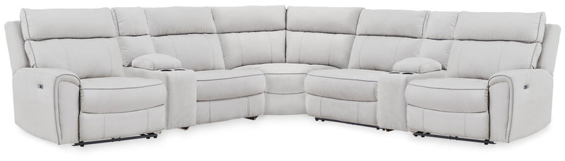 Social Pointe 7-Piece Reclining Sectional with Storage Consoles